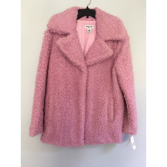 Celebrity Pink Jackets & Blazers - Pink faux fur furry coat NWT